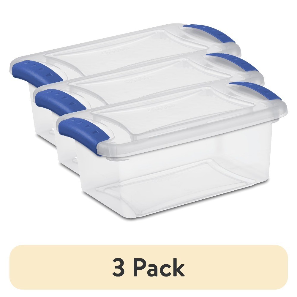 7 Quart Clear Plastic Storage Bin with Latching Lid 3-Pack Small Container Box