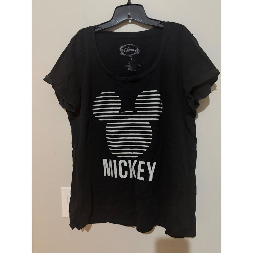 Disney Mickey Mouse Black Graphic T Shirt Women Size 2