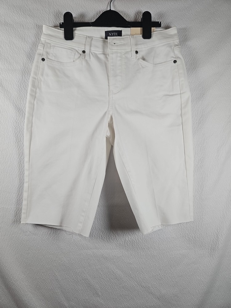 NYDJ Ella Denim Bermuda Shorts, White, Size 2