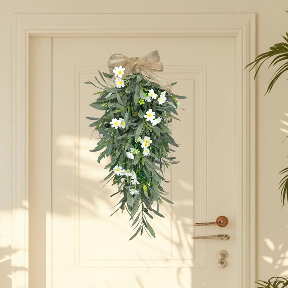 Spring Green Leaf Artificial Wreath for Housewarming Decor