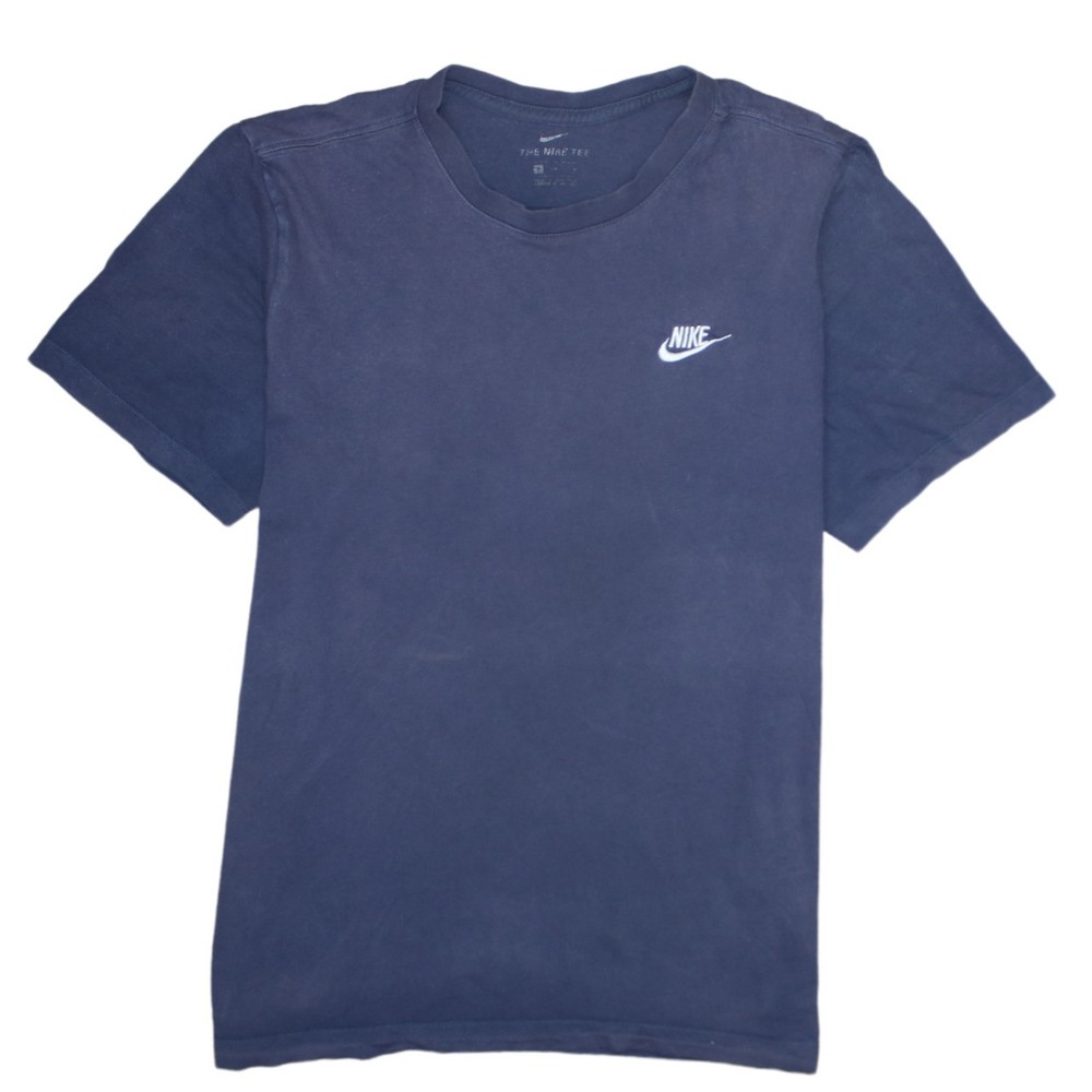 Nike Mens T-Shirt Navy Blue Dri Fit Embroidered Swoosh Logo Sports Top S