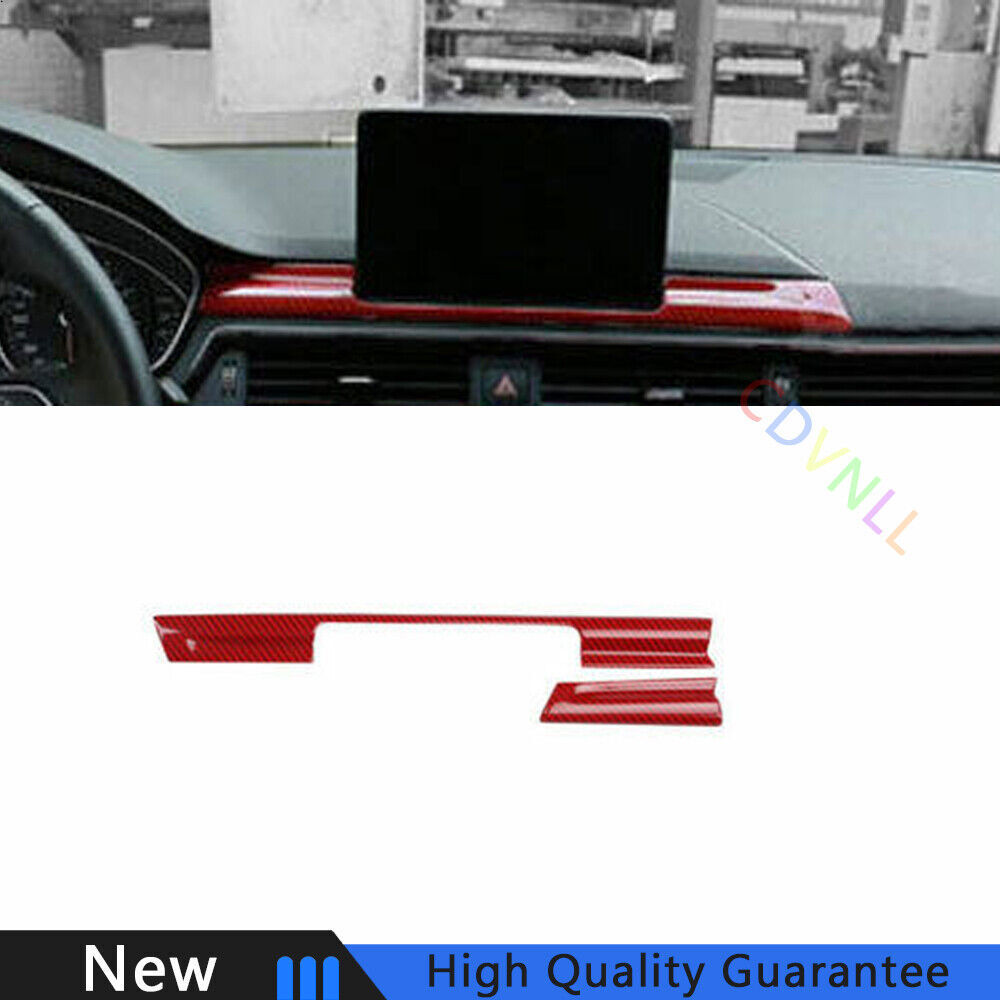 For Audi A4 A5 2017-2021 Red Carbon Fiber Central Console Instrument Strip Trim