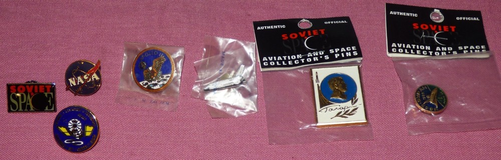 Lot of 7 Vintage NASA & Soviet Space Pins