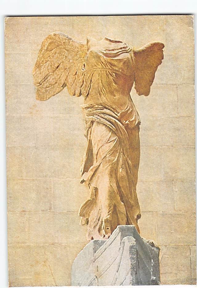 Postcard Winged Victory of Samothrace Louvre Museum Paris France