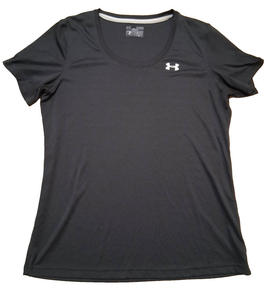 Under Armour Womens Semi-Fitted Heat Gear Short Sleeve T-Shirt Black XL Athletic
