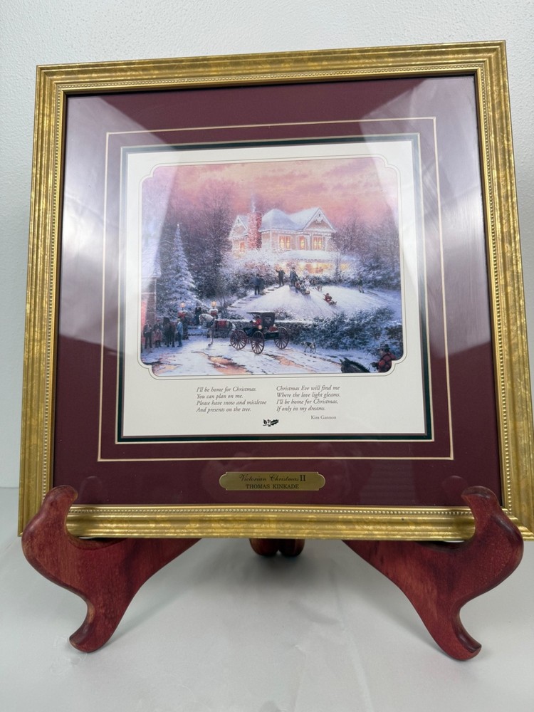 Thomas Kinkade American Accent Print Victorian Christmas II Signed COA Frame/Mat-image