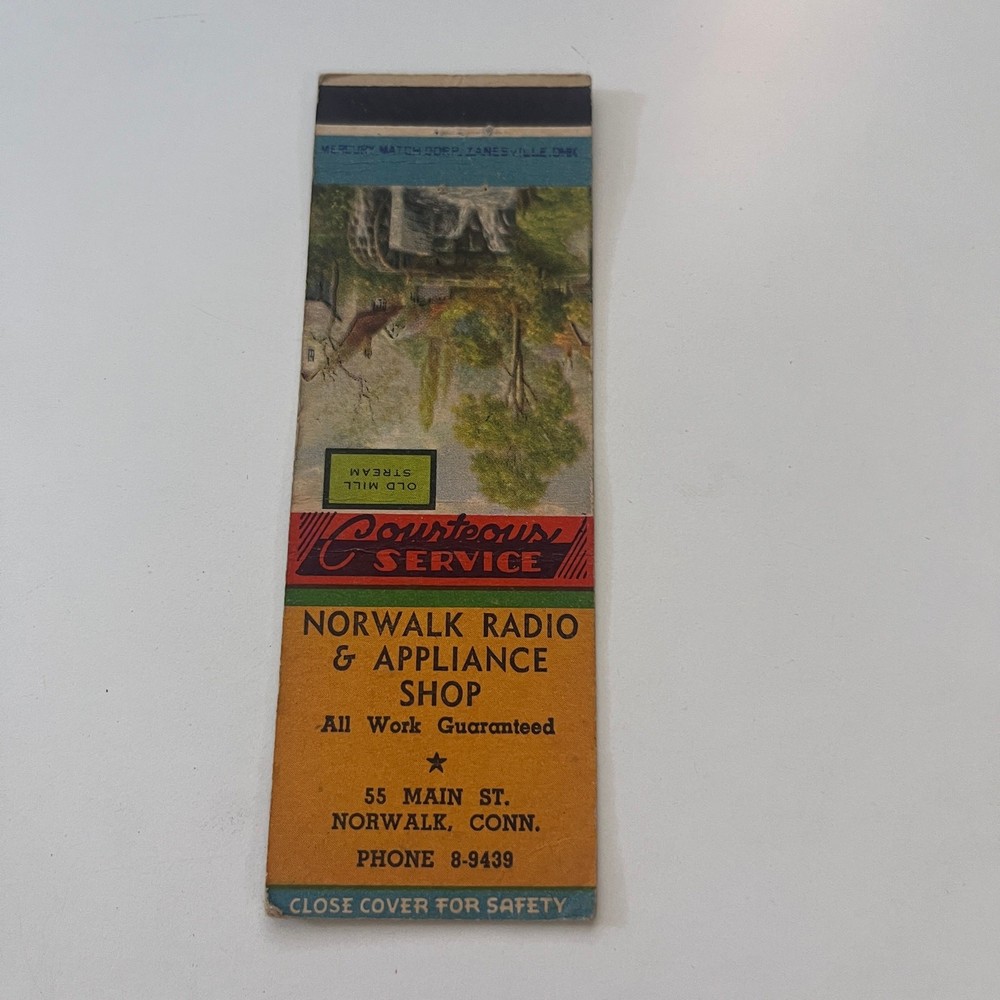 Norwalk Radio & Applicance Shop Norwalk CT Vintage Matchbook Cover SMB2-5