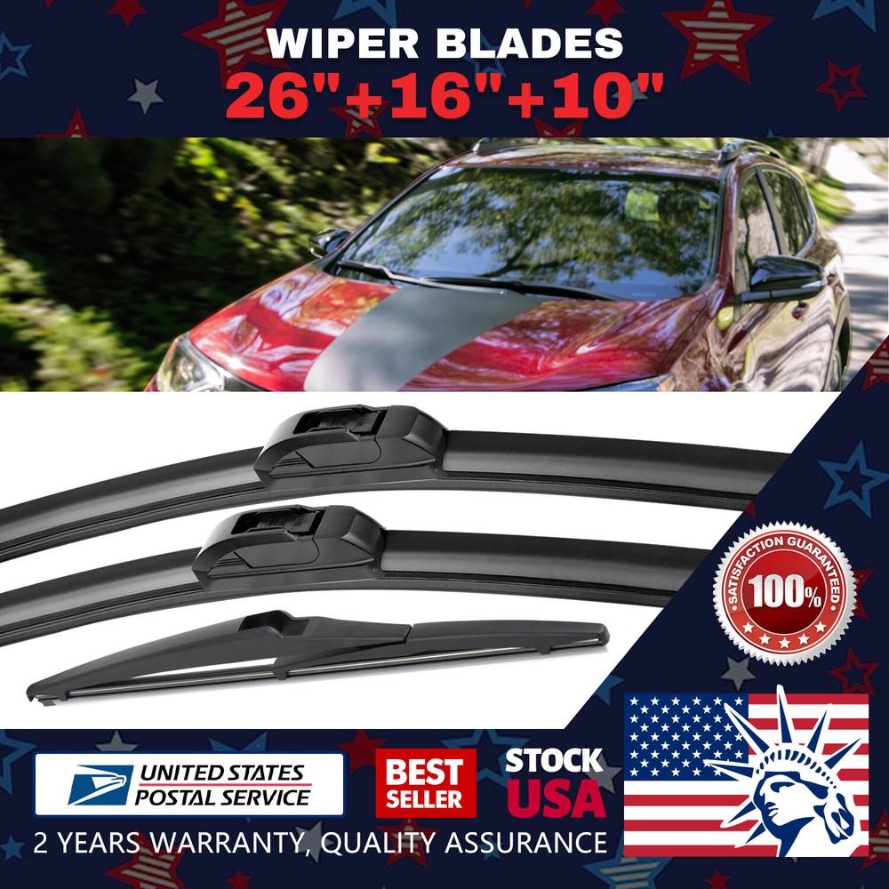 Front & Rear / 26''+16''+10'' / Premium Rubber Windshield Wiper Blades /pair