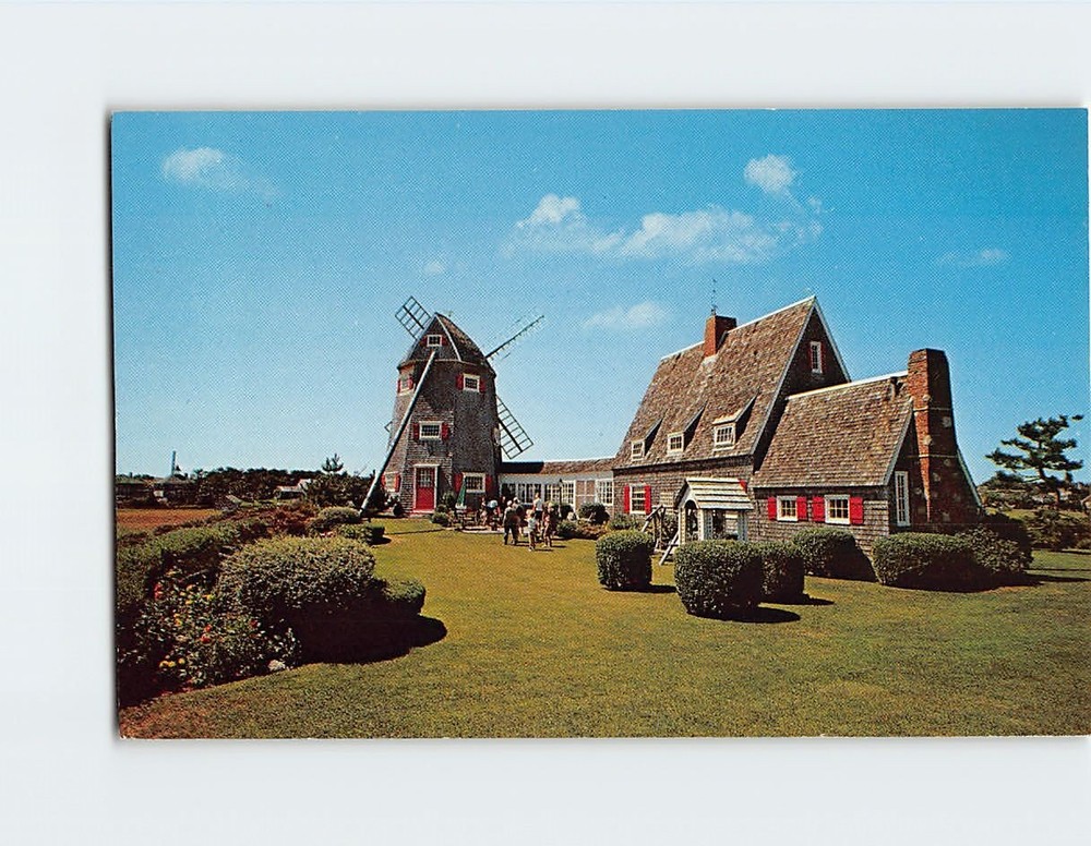 Postcard Cape Cod House & Windmill West Harwich Cape Cod Massachusetts USA