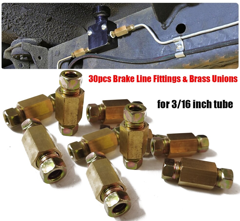 30Pcs 3/8 Inch-24 Threads Brake Line Fittings For 3/16 Inch Brake Lines Standard