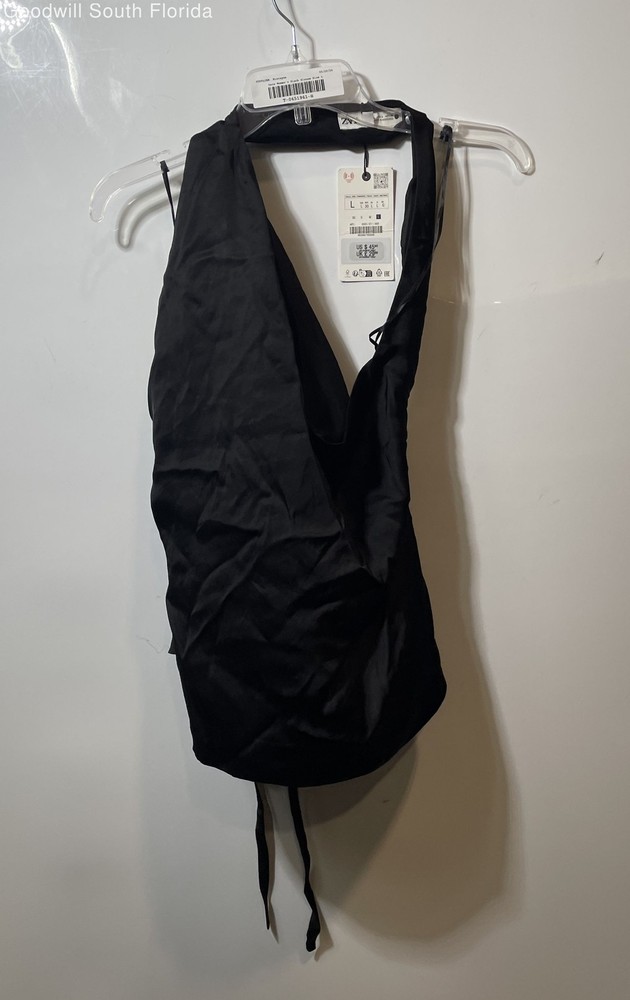Zara Womens Black Sleeveless Blouse Top Size Large With Tag