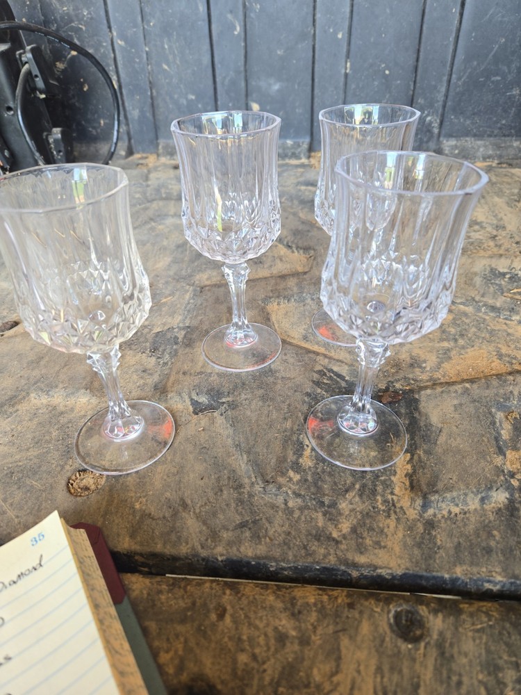 Set of 4 Cristal D'Arques Longchamp Water/Wine Goblets  7 1/2 oz