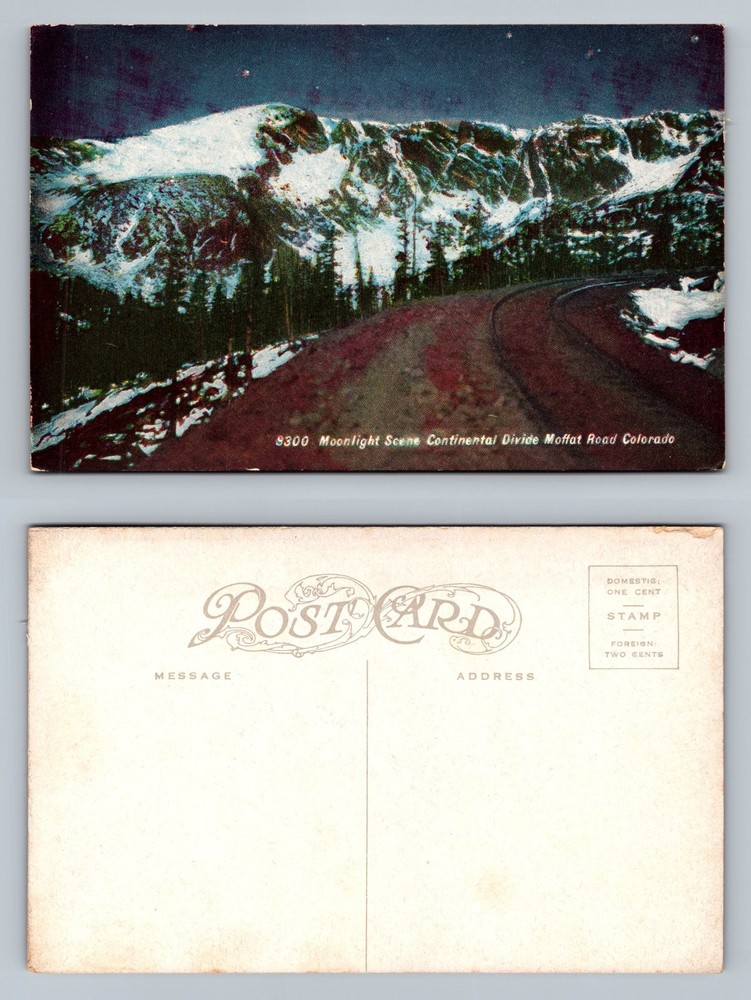 Moffat Road, CO-Colorado, Moonlit Continental Divide View Card Vintage Postcard