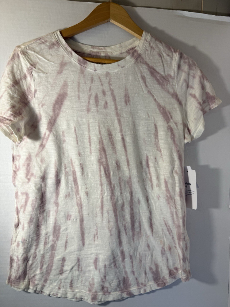 Old Navy Women's White Pink Tie Dye Knit Cotton T-Shirt S Short Sleeve Pullover