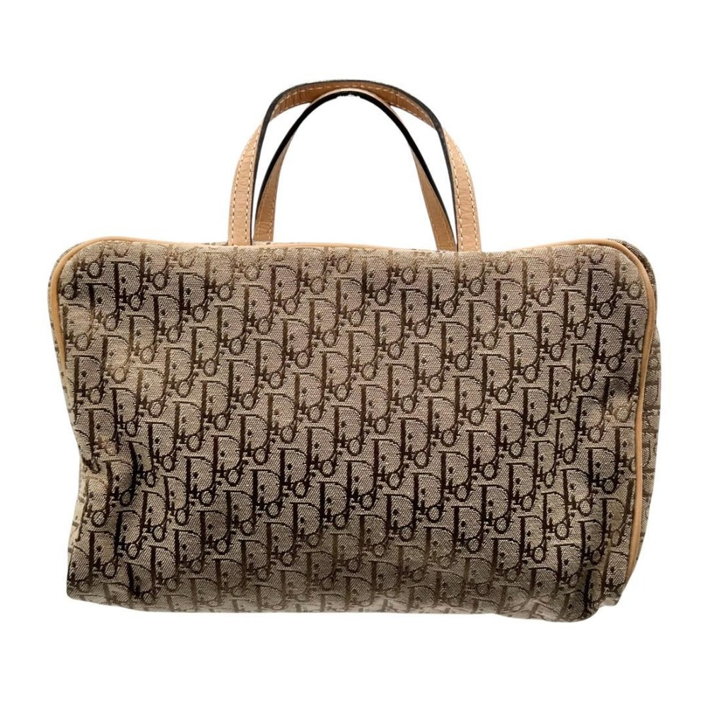 Christian Dior Trotter Beige Canvas Leather Handbag Japan HJ