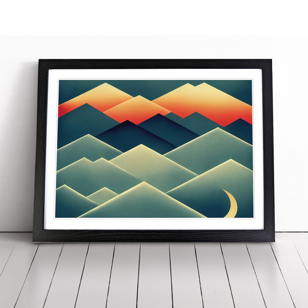Exclusive Abstract Mountains Wall Art Print Framed Canvas Picture Poster Decor