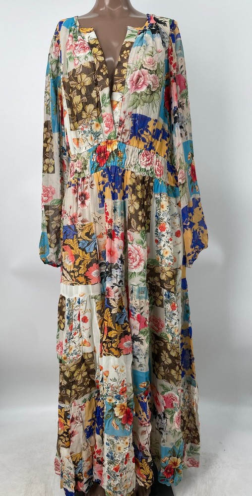 Anthropologie Womens Maxi Shirt Dress Blue/Multi Size XL Somerset Chiffon