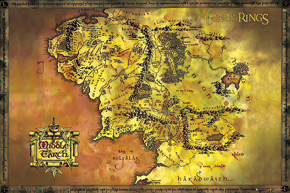 Lord Of The Rings Middle Earth Map Movie Poster 36x24 Inches