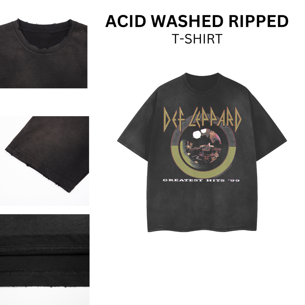 [ACID WASHED RIPPED] Distressed Vintage Feel - Rock Band T-Shirt Unisex 102065