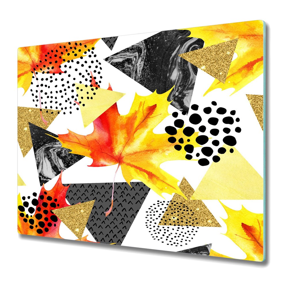 Glass Worktop Saver Geometric Autumn Triangles Colourful Abstract 60x52