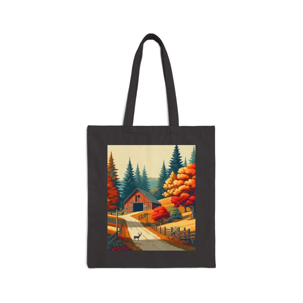 Fall Country Barn Cotton Canvas Tote Bag - 9 Gift & Everyday Use