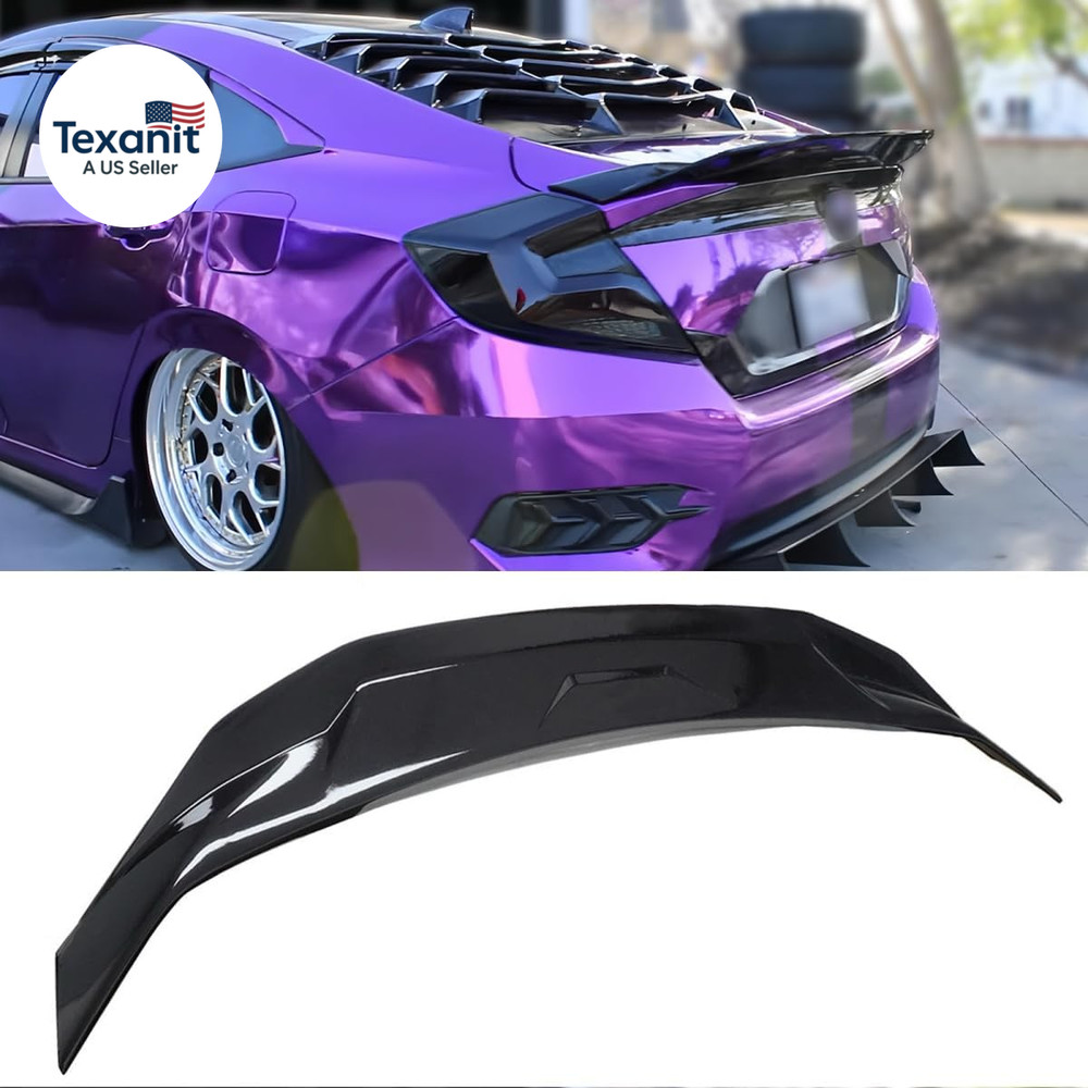 Rear Spoiler Compatible with 2016–2021 Honda Civic Sedan, Duckbill High Kick Tru