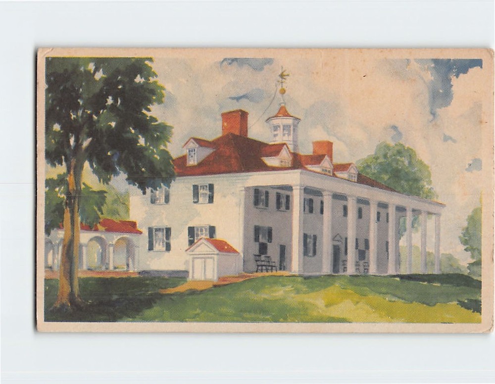 Postcard East Front Mount Vernon Facing the Potomac Virginia USA