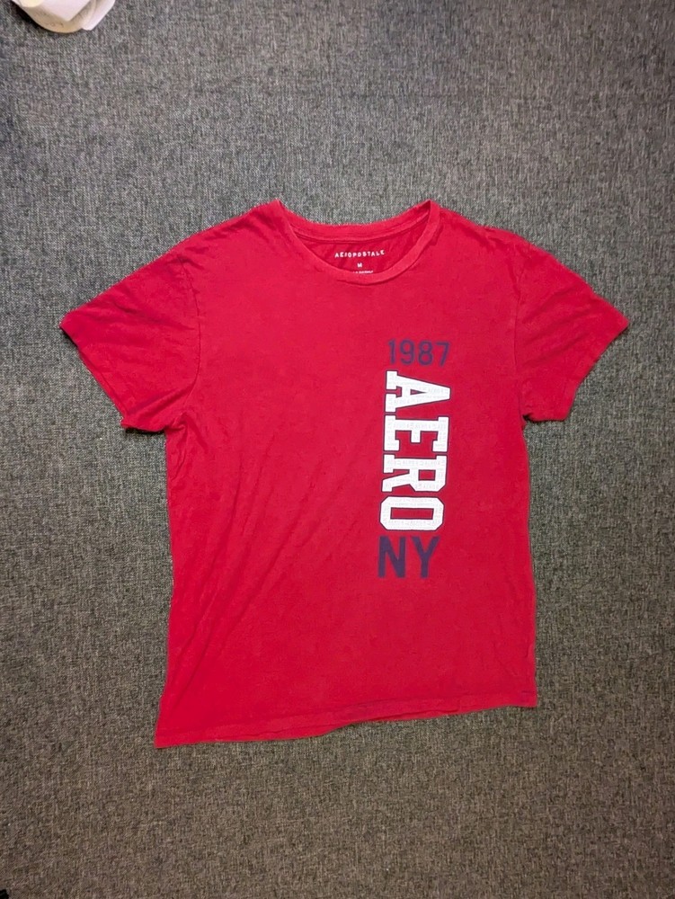 Aeropostale Men's Graphic M T-Shirt Short Sleeve New York 1987 Medium Red Tee