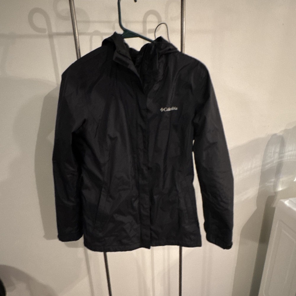 Columbia Black Hooded Waterproof Jacket Men Zip Mid-Length Outdoor Size S