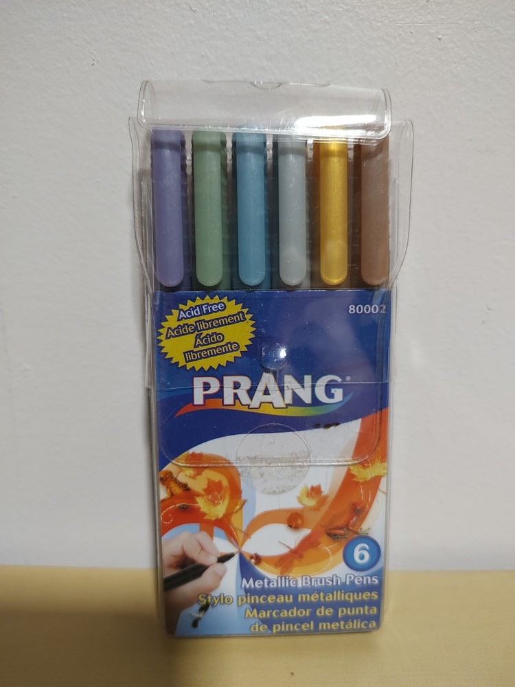 Dixon PRANG Acid Free Brush Pens Metallic Colors  Silver Gold - 6 Pack  *New*-image