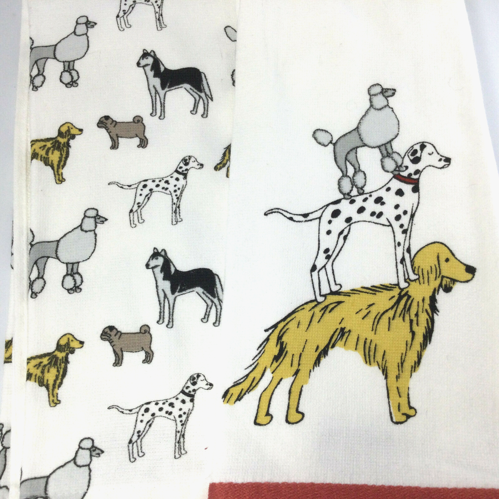 2-Pack Cotton Dish Towels with Adorable Dog Design