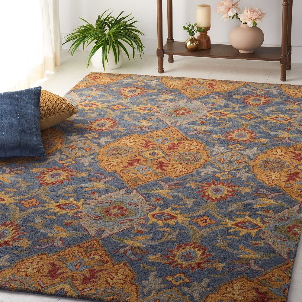 Handmade 3' x 5' Navy & Gold Oriental Accent Rug, Traditional Wool for Entryway,
