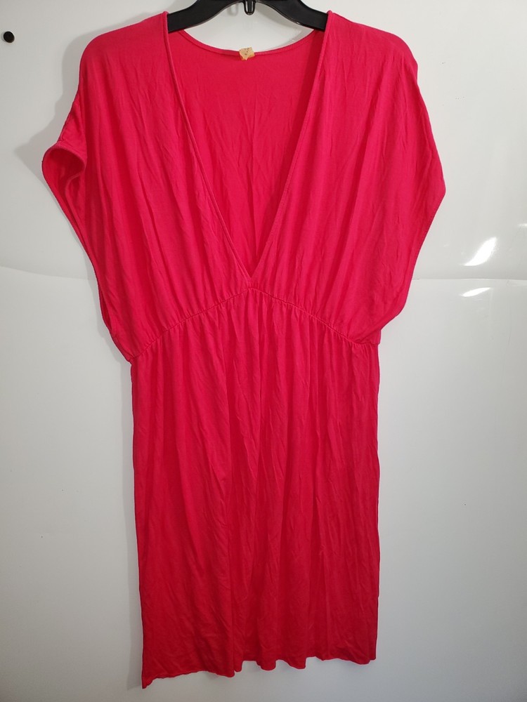 Victoria Secret Women’s Size L Pink Plunge Neck Short Sleeve Dress/Swim cover