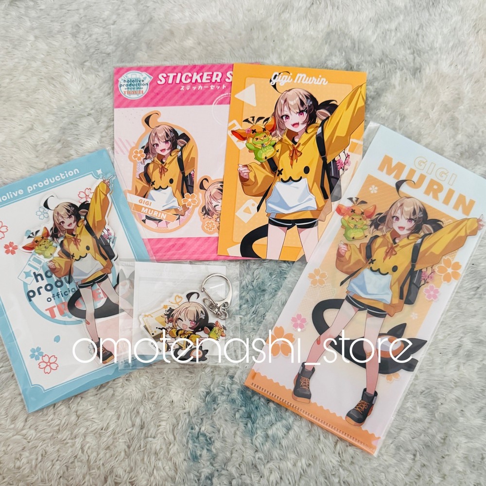 Hololive Travel Gigi Murin Acrylic Stand Keychain Sticker Postcard File Set of 5