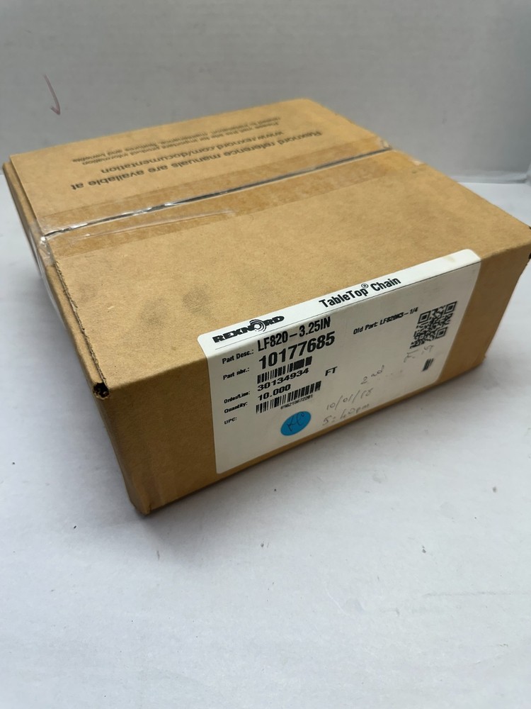 NEW -  Rexnord LF820-3.25 inch 10' Length Tabletop Chain
