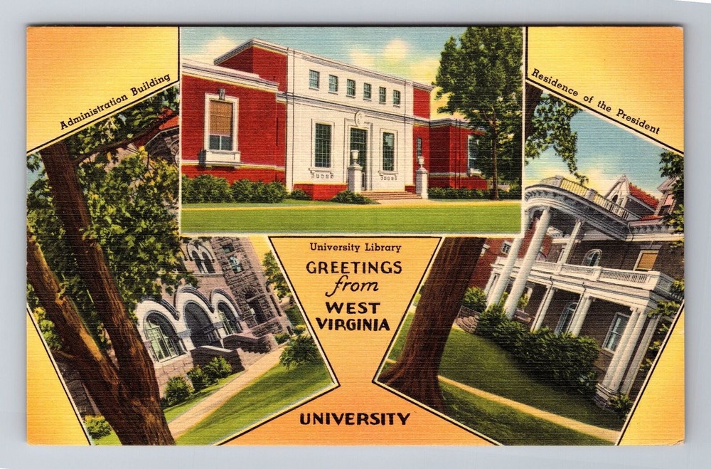 Morgantown WV-West Virginia, General Greetings, WV University, Vintage Postcard