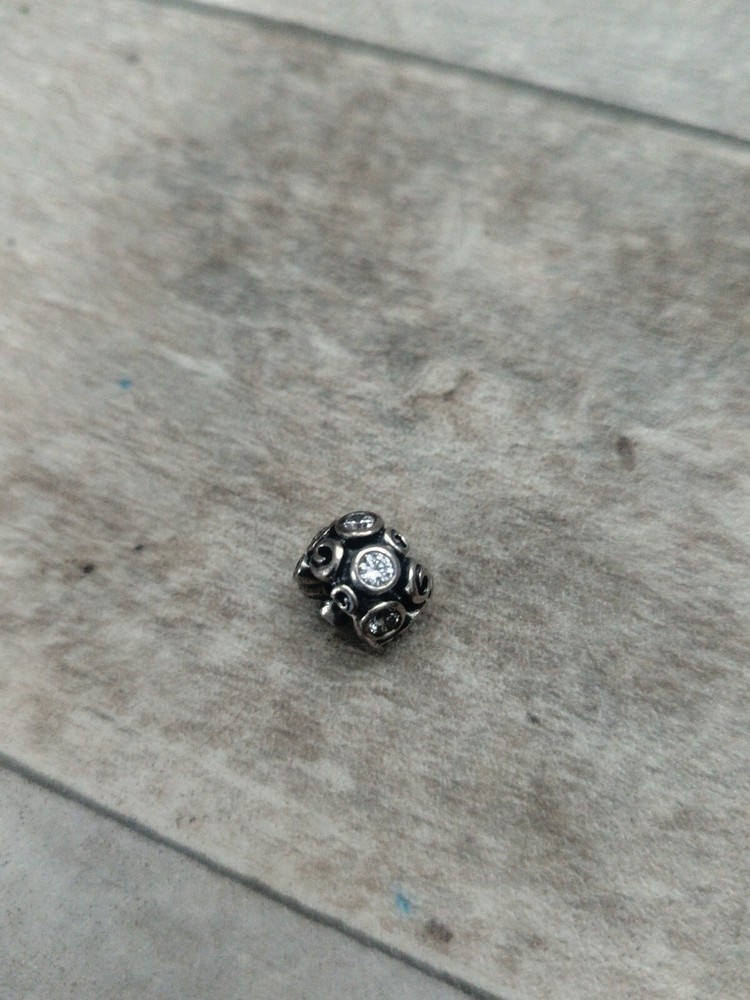 Authentic Pandora Sterling Silver FANTASY SWIRL Clear CZ Charm S925 ALE
