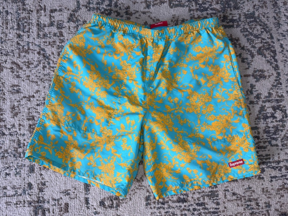 Supreme Nylon Water Shorts swim pant Board Teal Floral Size Medium M SS20