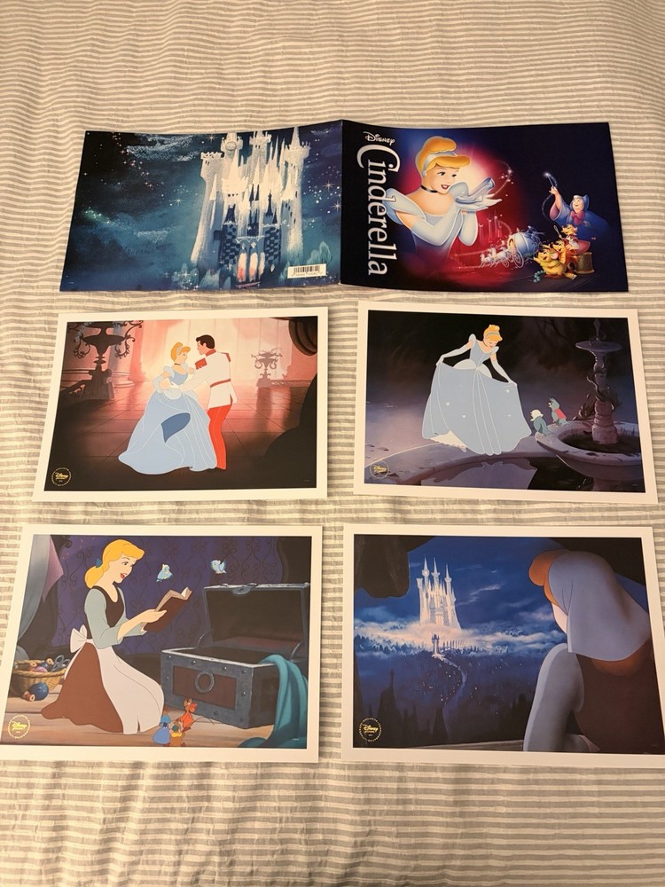 4 Disney Store Presale Lithographs CINDERELLA 2012 10”x14” Lithos in a Portfolio