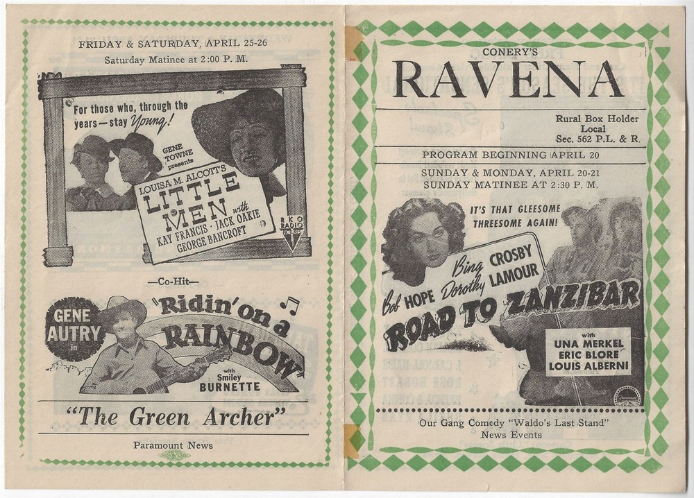 Movie Theatre Vintage Program Ravena NY Alfred Hitchcock Bob Hope Bing Crosby