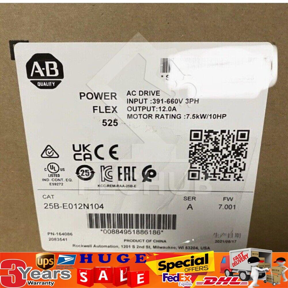Allen Bradley 25B-E012N104 10HP FW 6.001 POWERFLEX 525 AC DRIVE USA