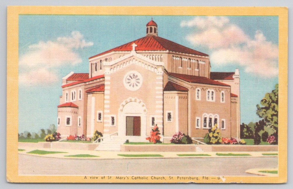 St. Mary's Catholic Church St. Petersburg Florida Dexter Press Postcard