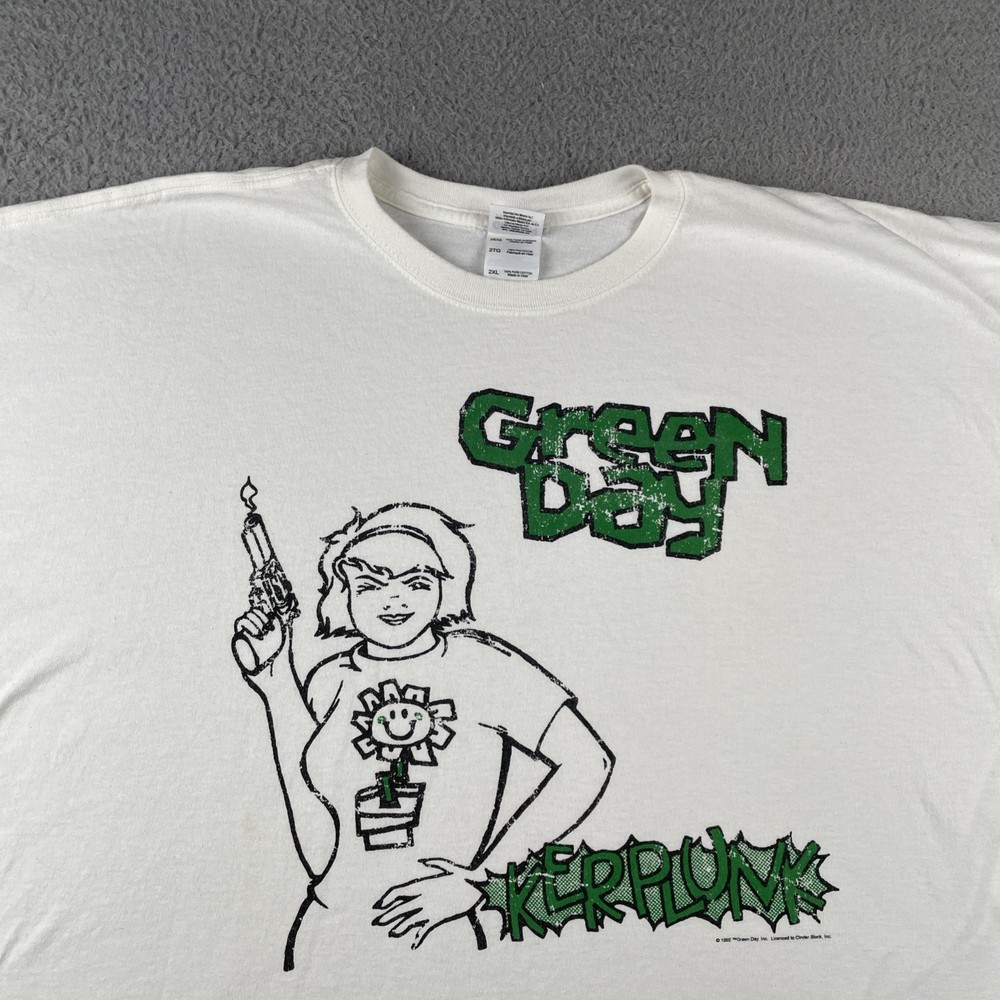 Vtg Green Day Kerplunk 1992 Cinder Block Graphic Gildan Heavy Cotton 2XL Shirt