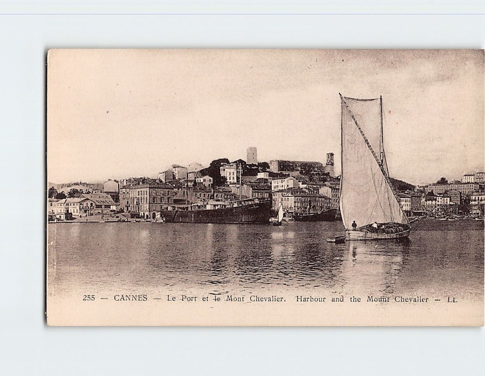 Postcard Port and Mont Chevalier in Cannes France