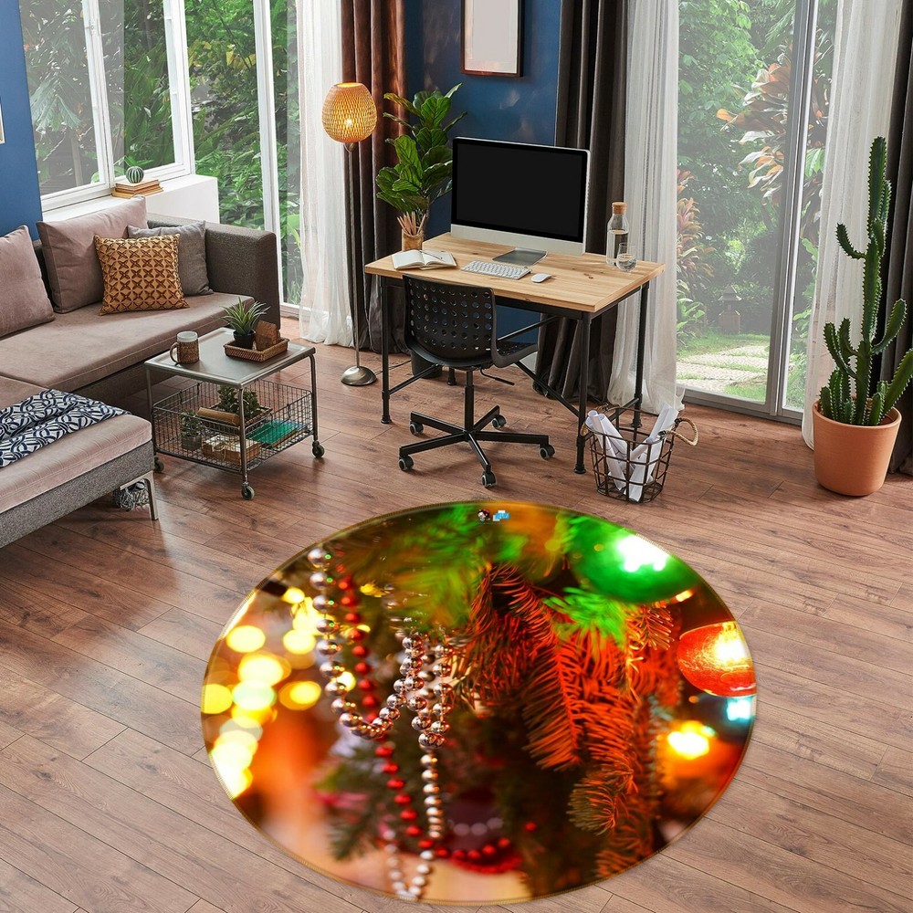 3D Christmas Ball Lights NAO10499 Game Rug Mat Elegant Photo Carpet Mat Fay