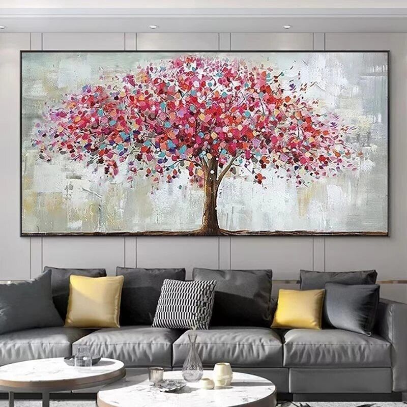 Abstract Flower Tree Canvas Painting for Modern Home Decor Wall Art Print-image