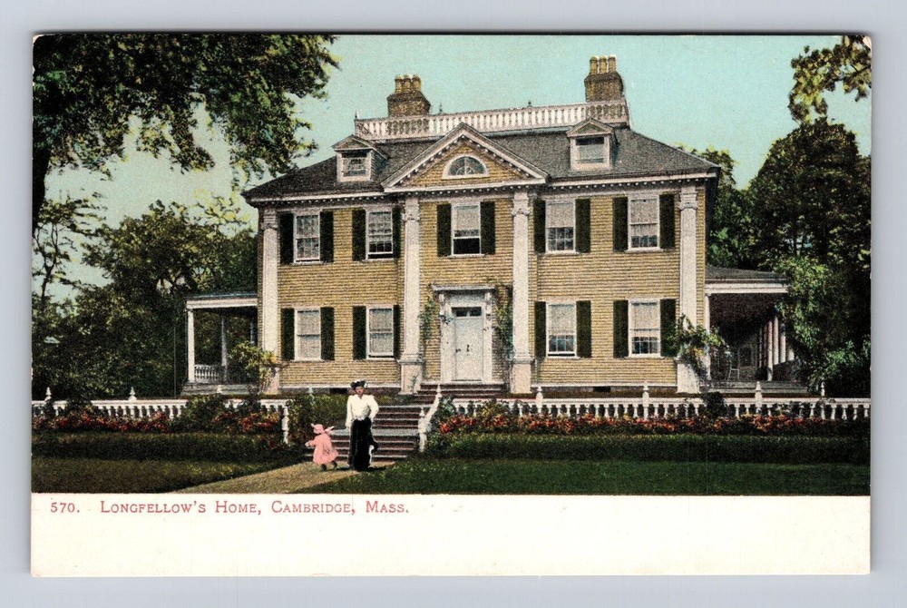 Cambridge MA-Massachusetts, Longfellow's Home, Antique, Vintage Postcard