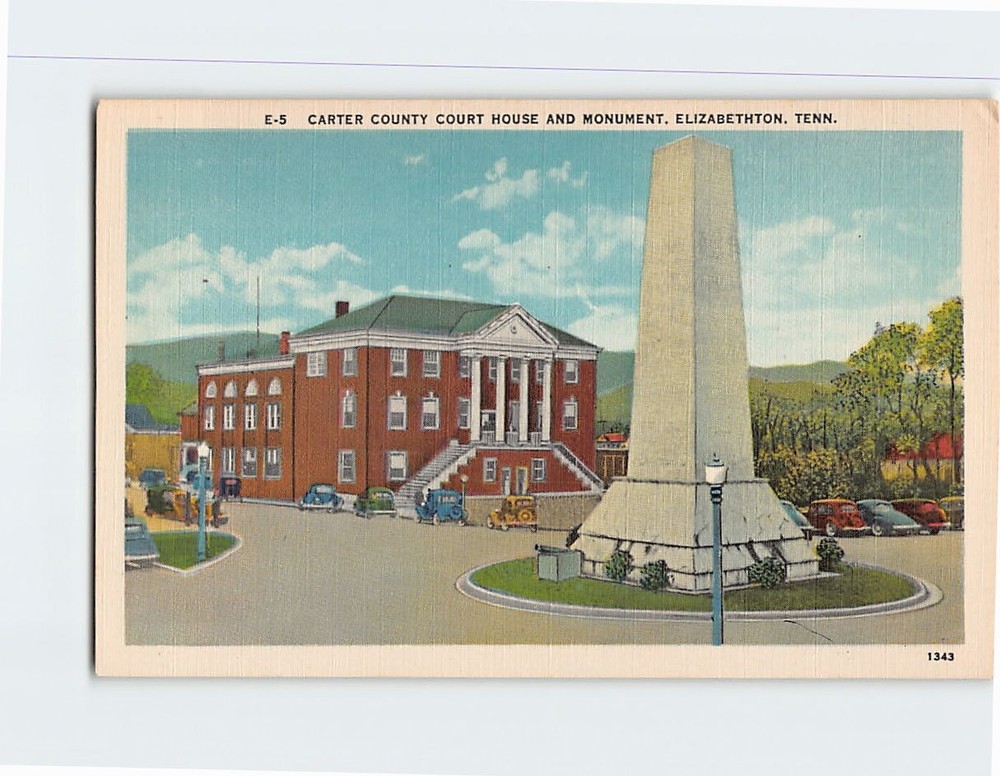 Postcard Carter County Court House and Monument Elizabethton Tennessee USA