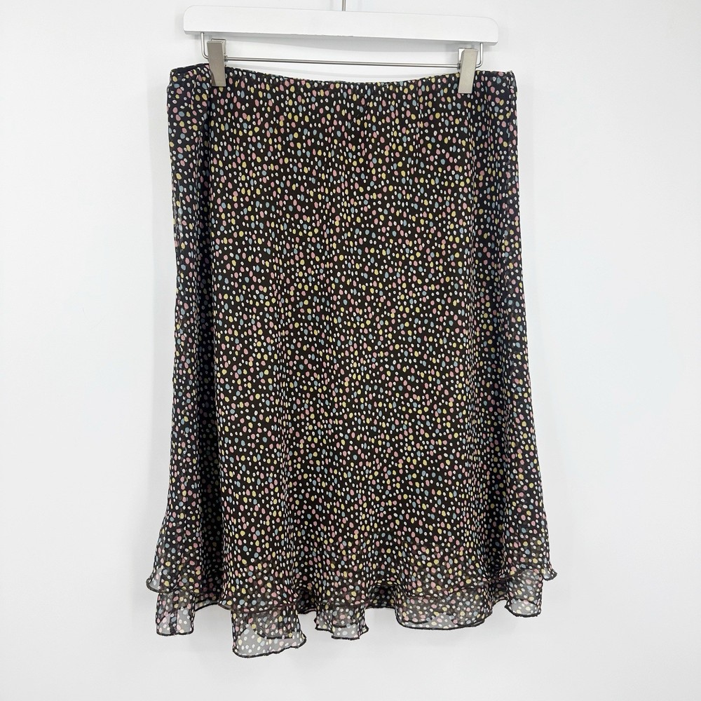 Vintage Y2K Cato Brown Polka Dot Midi Skirt Size Large Whimsical Indie Fairy