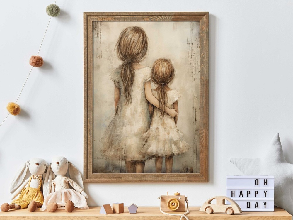 Sisters Bedroom Decor Sisters Room Print Sister Painting Sisterhood Art Rustic